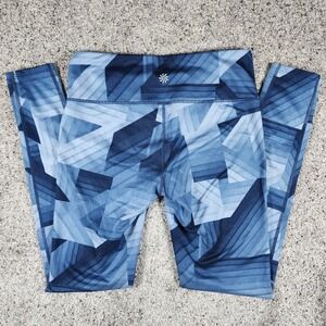 Athleta Leggings Womens Small Blue Geometric Prism Activewear Excellent